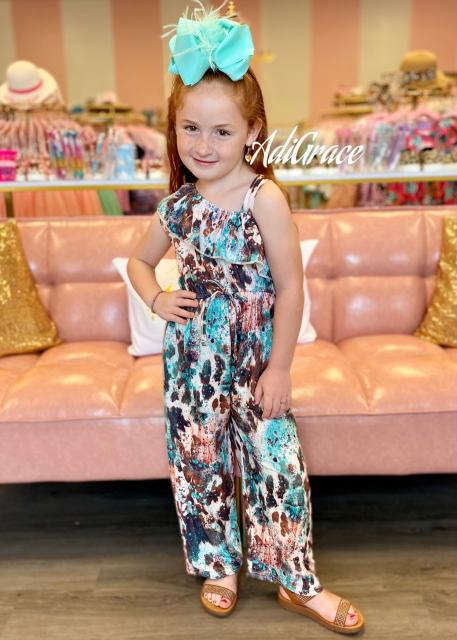 Turquoise and Brown Pants Romper