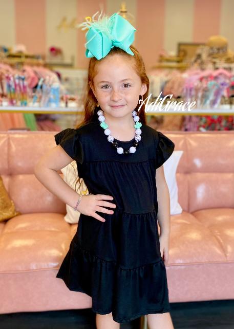 Mommy and Me Black Ruffle Dress- KIDS