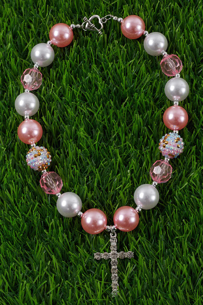 Cross Pendant Bubblegum Necklace