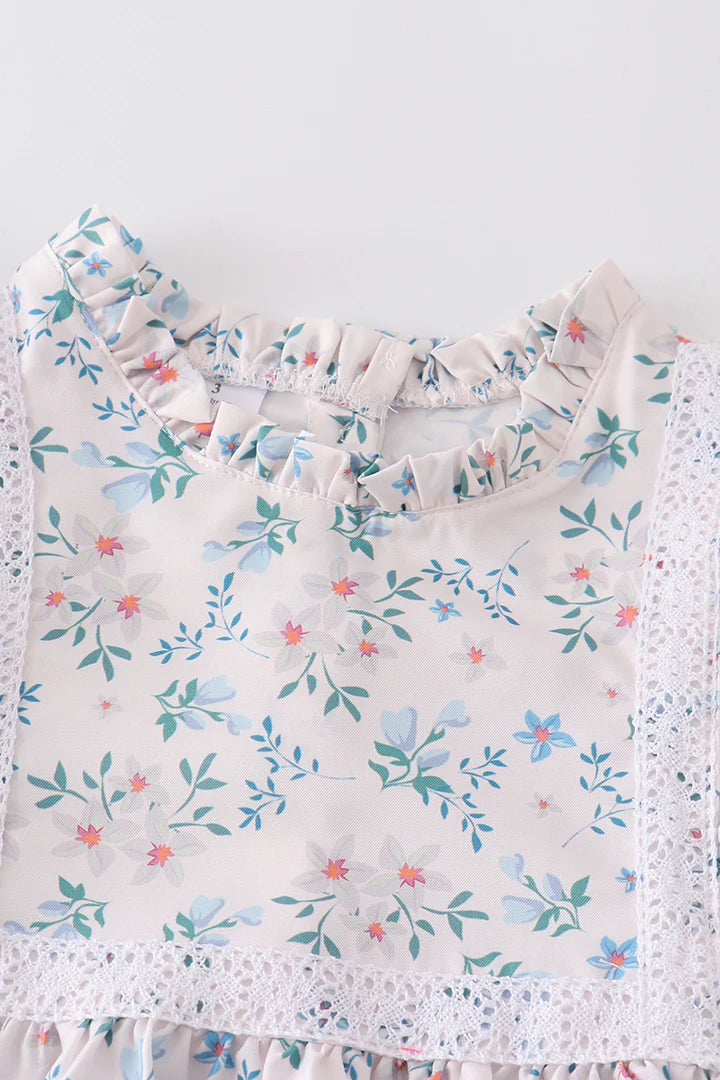 Green Floral Ruffle Shorts Set