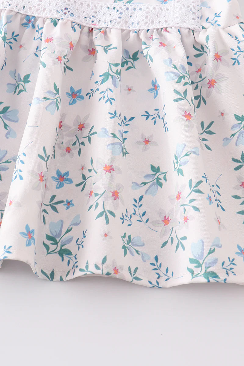 Green Floral Ruffle Shorts Set