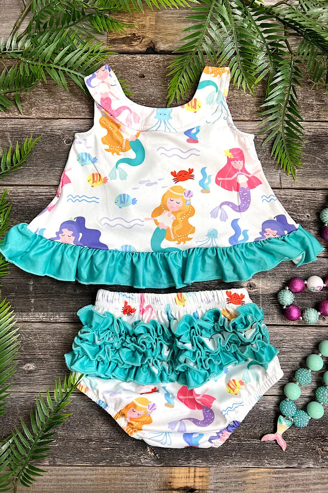 Mermaid Swing Tank Set with Ruffled Bloomers