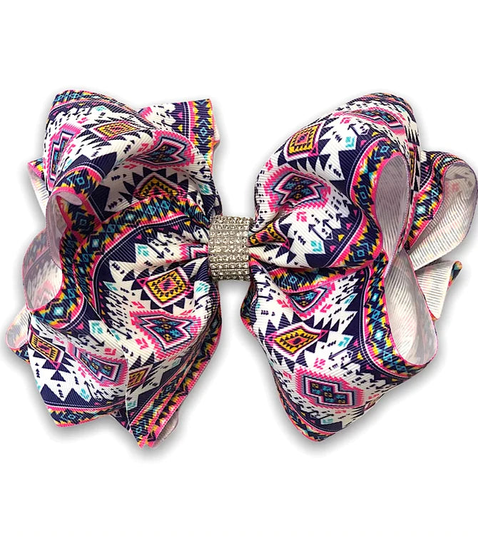 Navy Aztec Pattern Bow