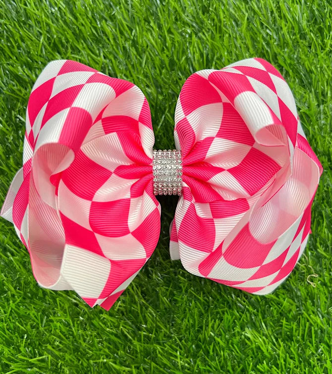 Hot Pink Checkered Bow