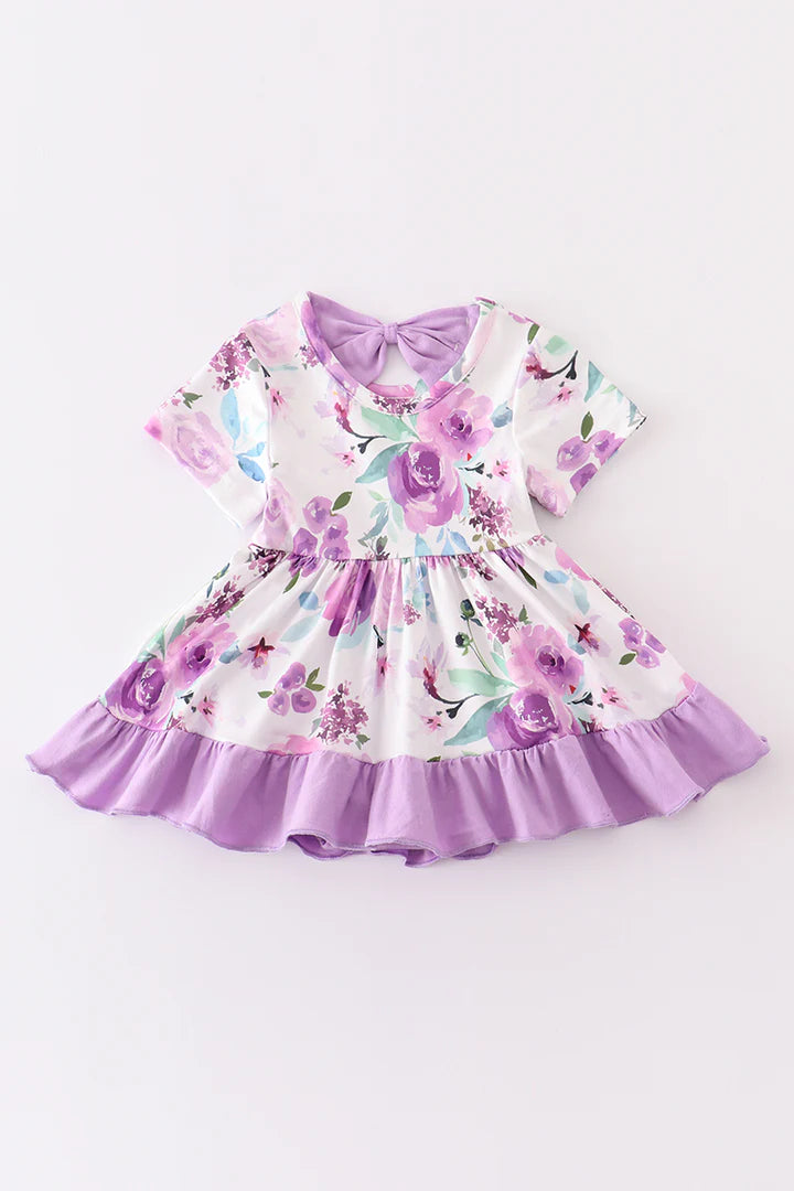 Purple Floral Romper Dress