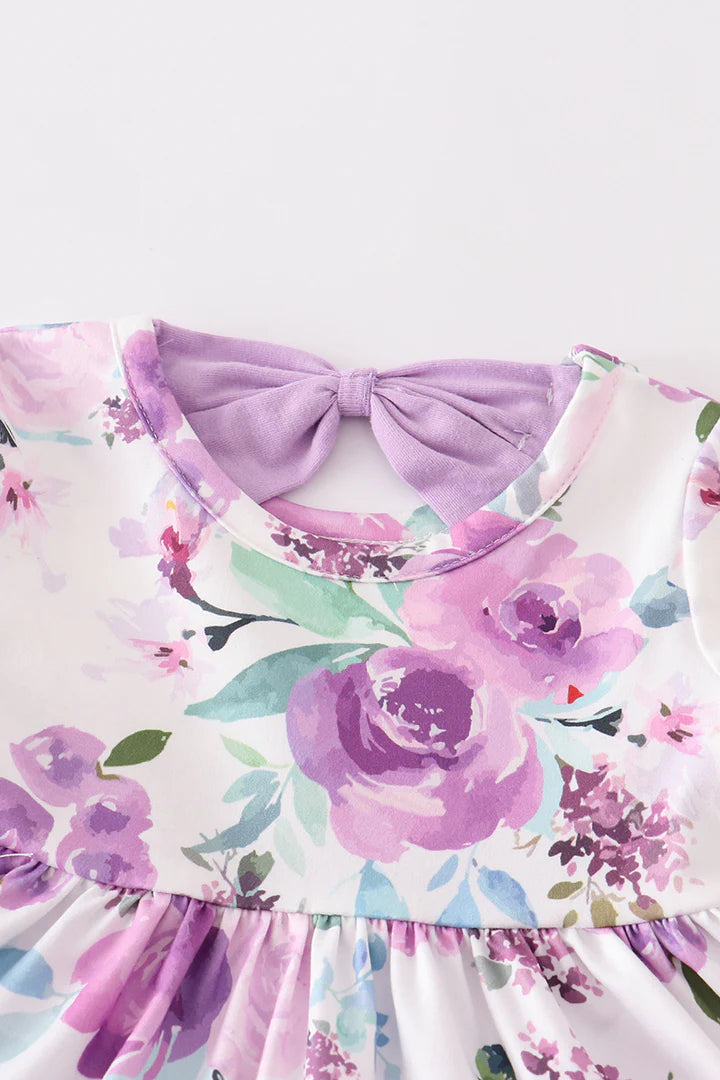 Purple Floral Romper Dress