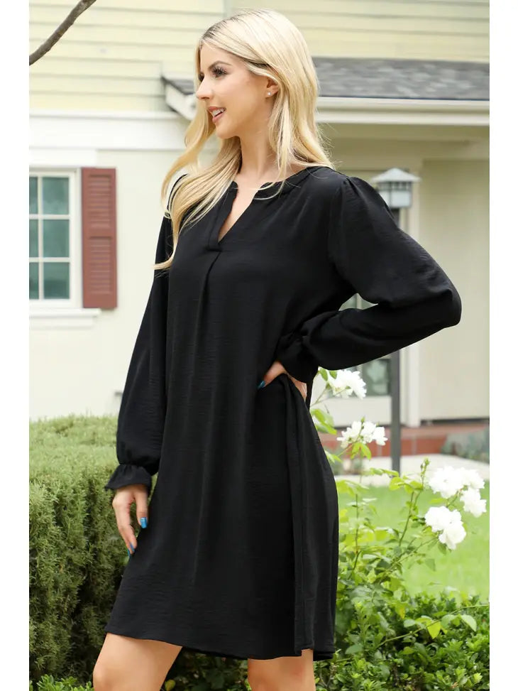 Mom and Me Black Collared Neckline Dress- ADULT