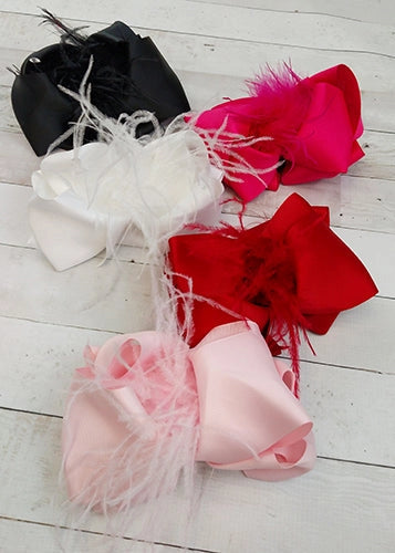 Feather Hair Bows - Assorted Colors