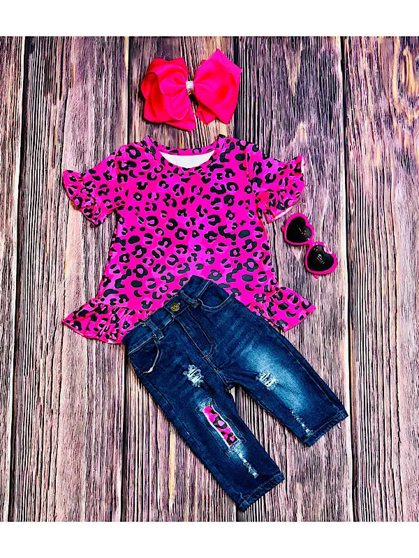 Hot Pink Cheetah Capri Set
