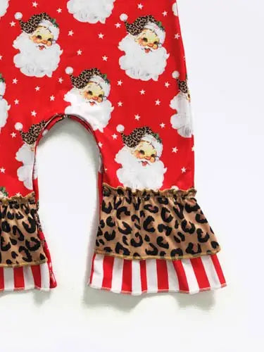 Red Leopard Santa Romper