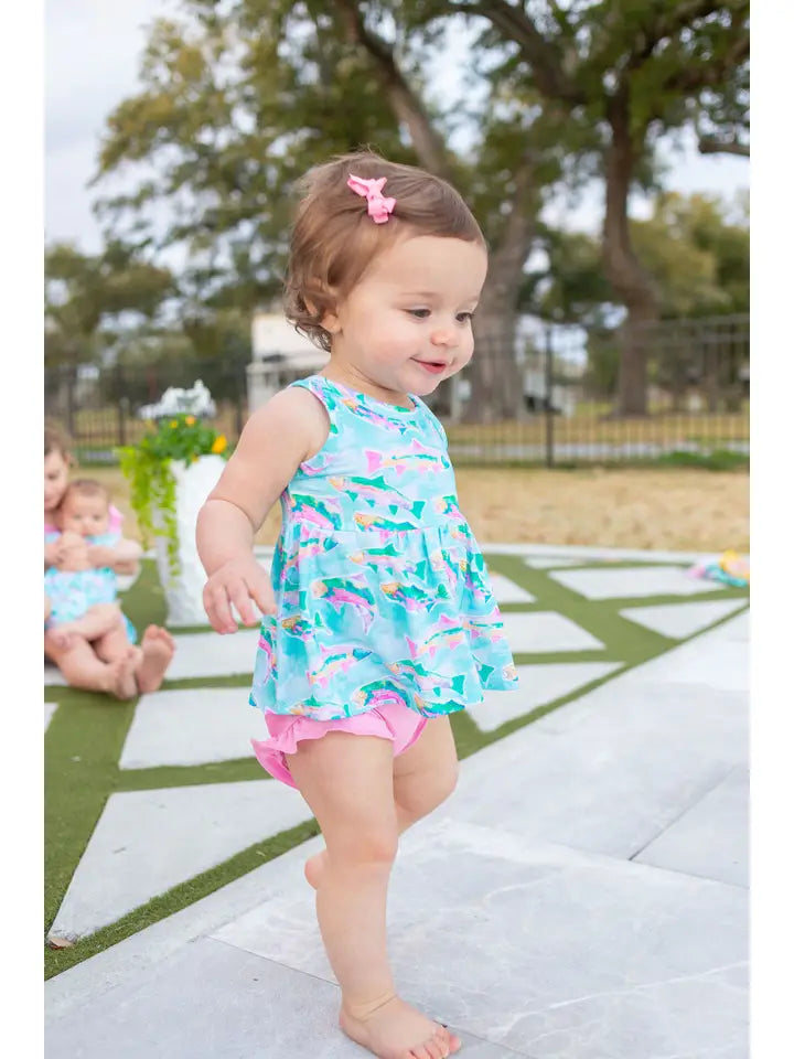 Watercolor Fish Peplum Set (Bamboo)