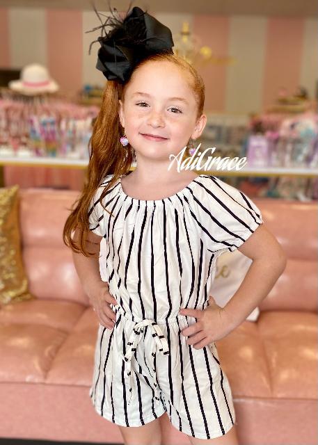 Mom and Me White Striped Romper- Girls'