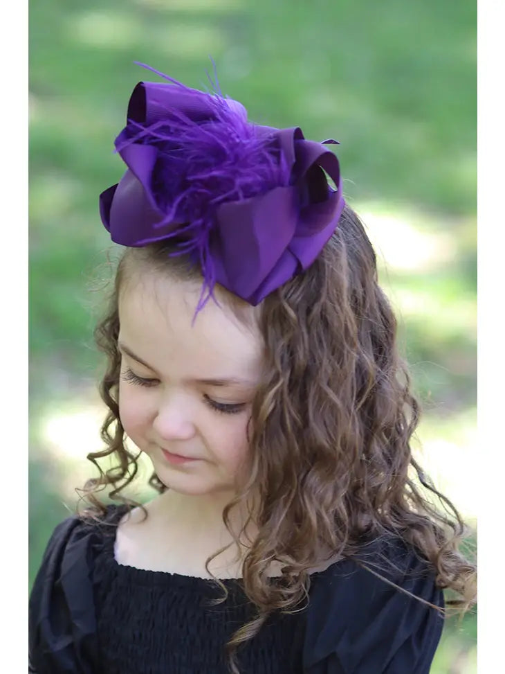 Feather Hair Bows - Assorted Colors