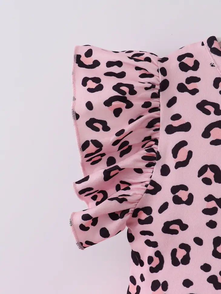 Ruffle Sleeve on a Pink Leopard Tutu Dress