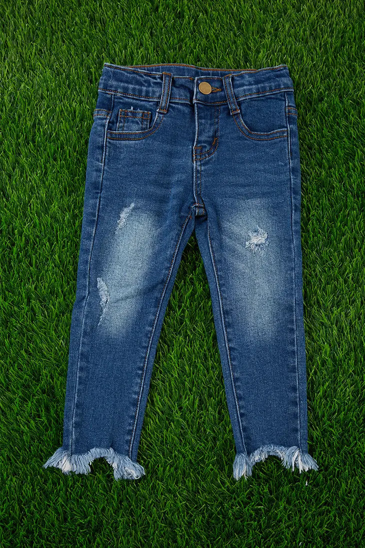 Baby Skinny Jeans with Distressed Hem - 12 Months