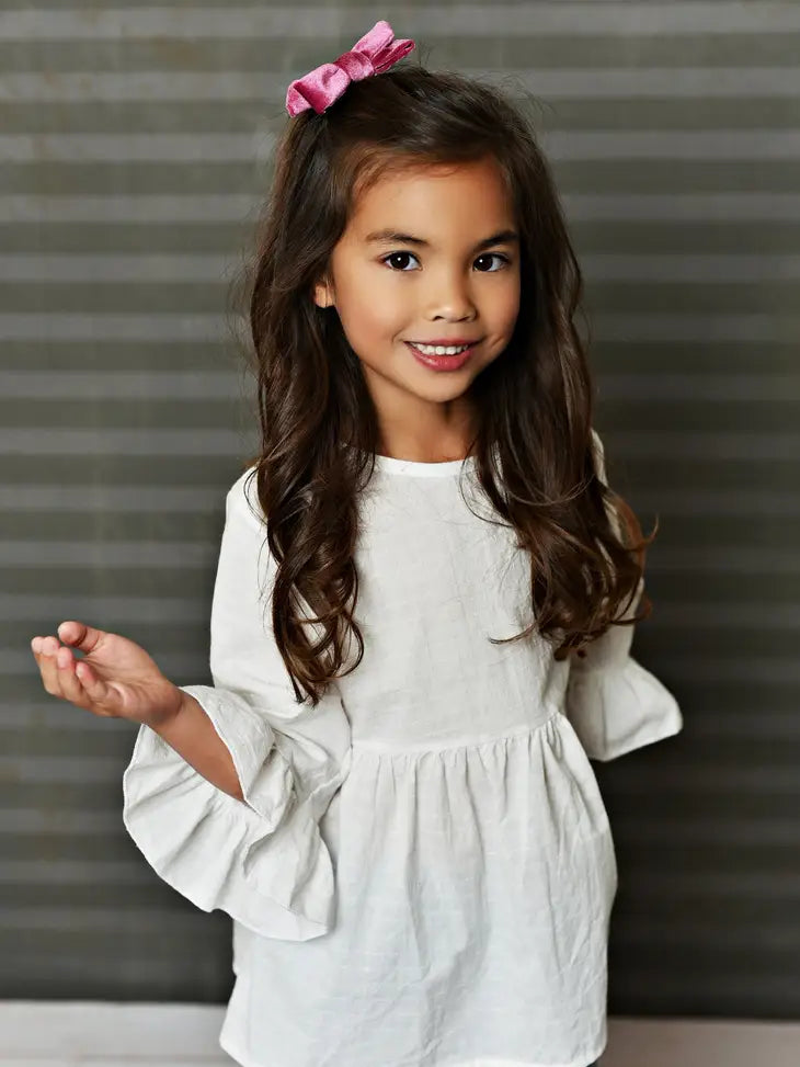 White Flare Arm Button Back Tunic