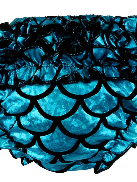 Blue Metallic Mermaid Bloomers/Diaper Cover