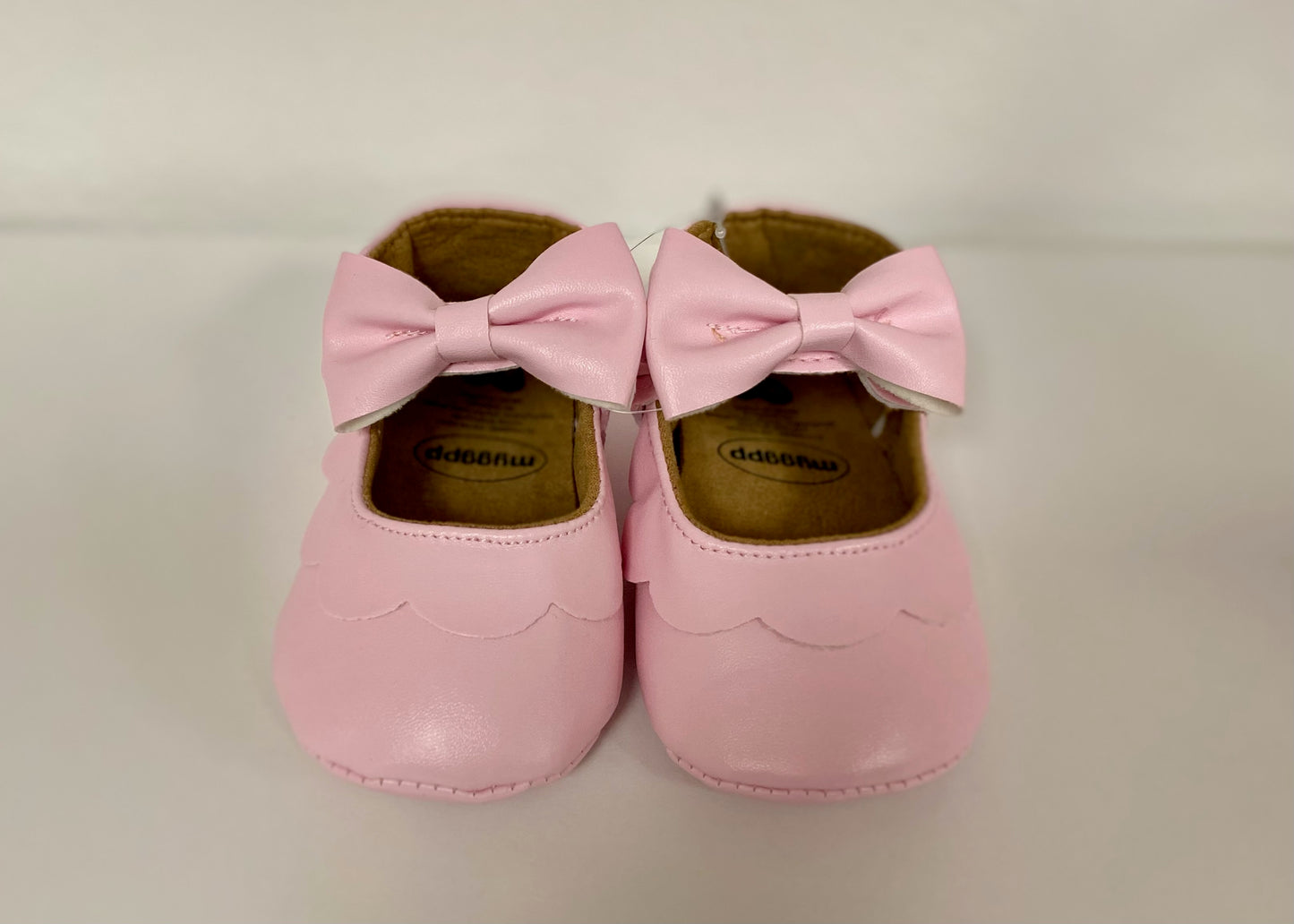 Baby Scalloped Bow Shoes - Pink