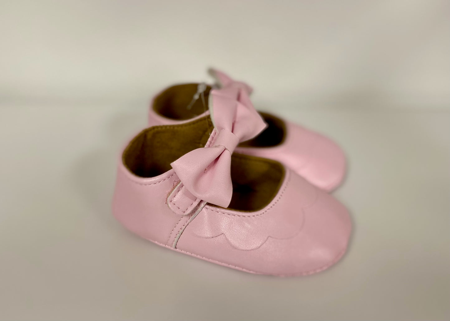 Baby Scalloped Bow Shoes - Pink