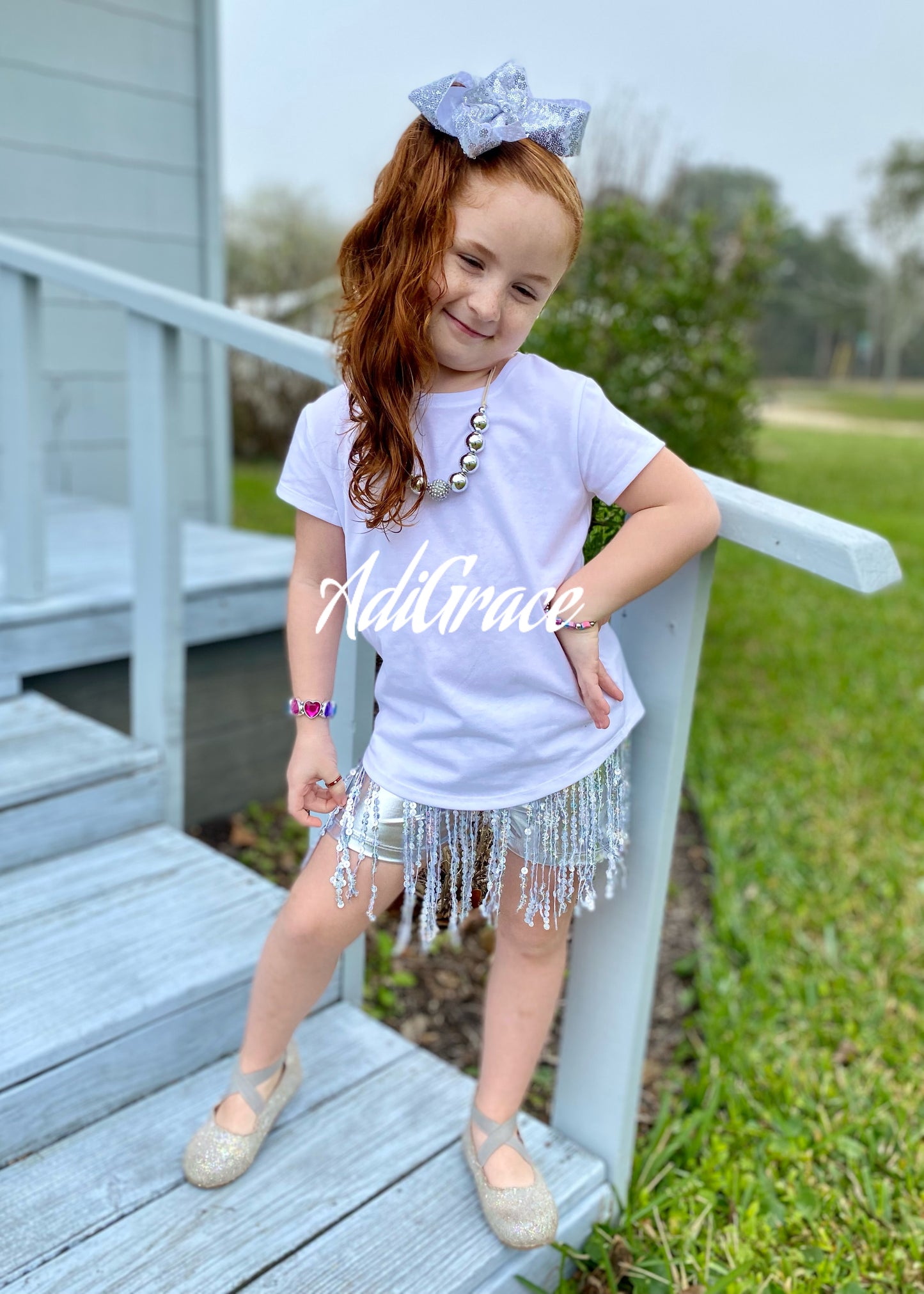 Silver Metallic Sequin Shorts