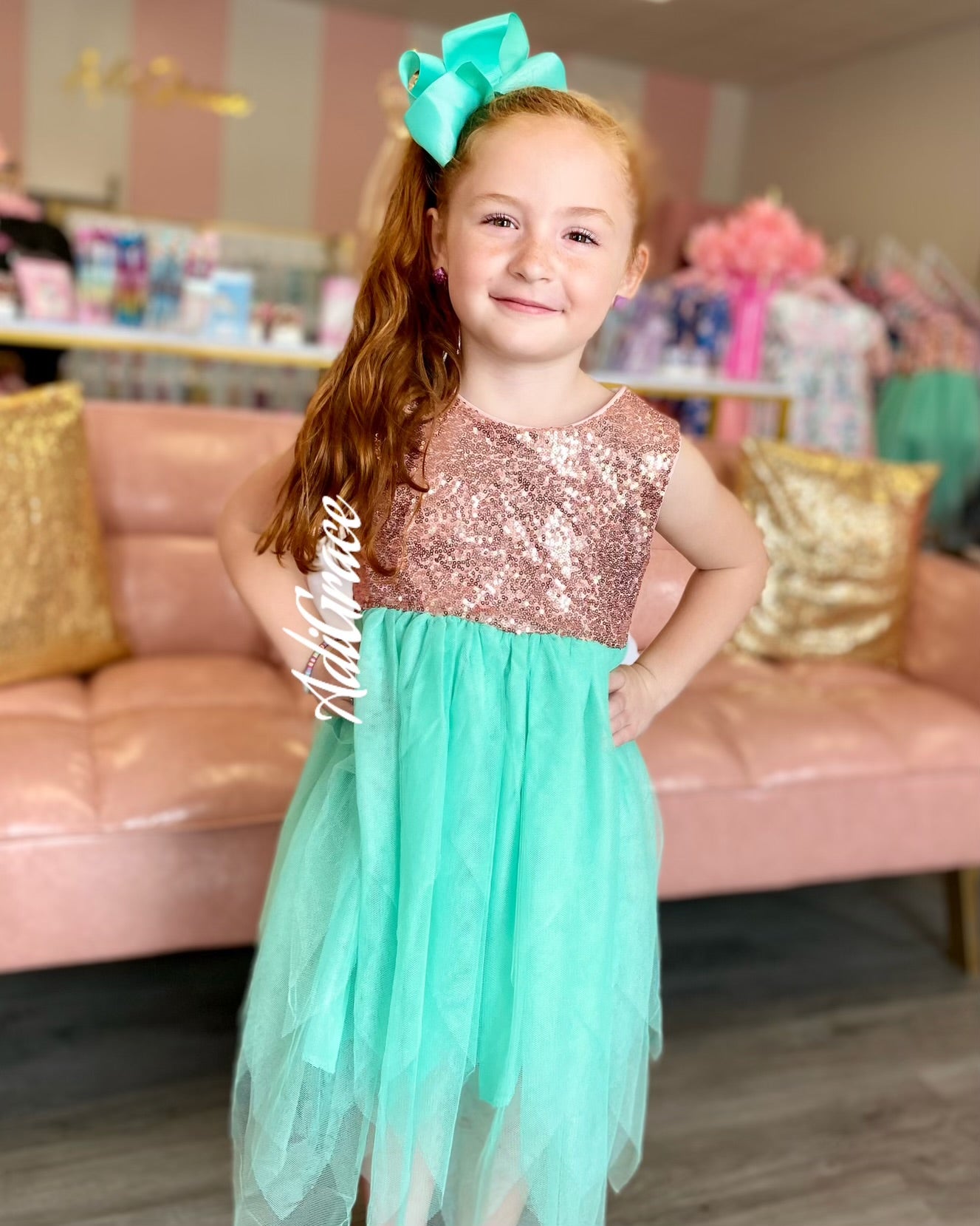 Gold Sequin and Turquoise Tutu Dress Gold Sequin and Turquoise Tutu Dress