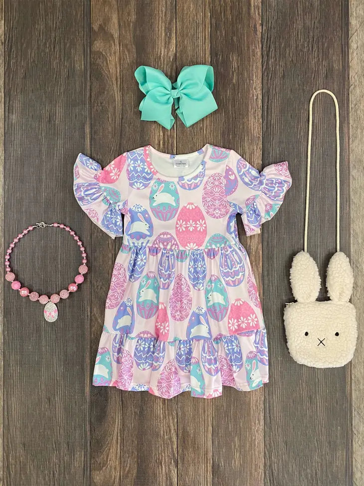 Easter Egg Ruffle Sleeve Dress