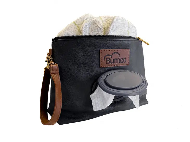 Bumco Vegan Leather Diaper Clutch - Black