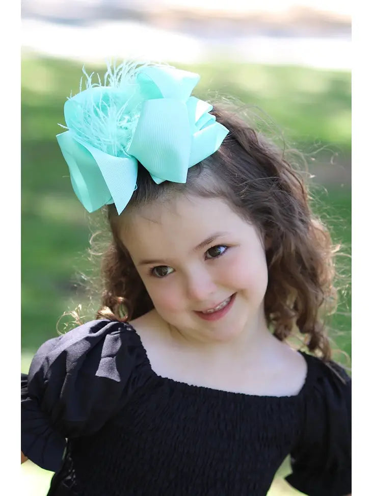 Feather Hair Bows - Assorted Colors