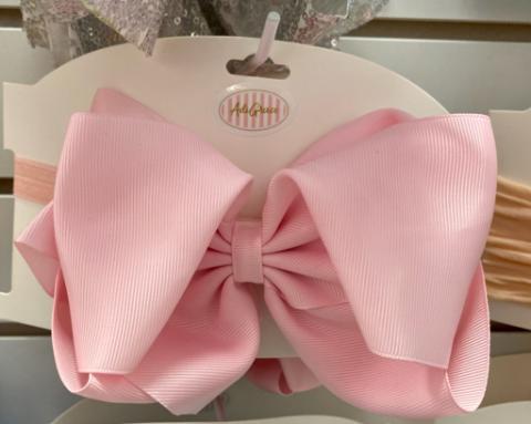 Baby Headband with 6" Double stacked Bow- PINK