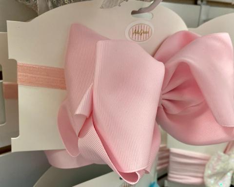 Baby Headband with 6" Double stacked Bow- PINK