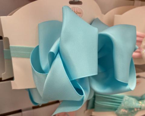 Baby Headband with 6" Double stacked Bow- Blue