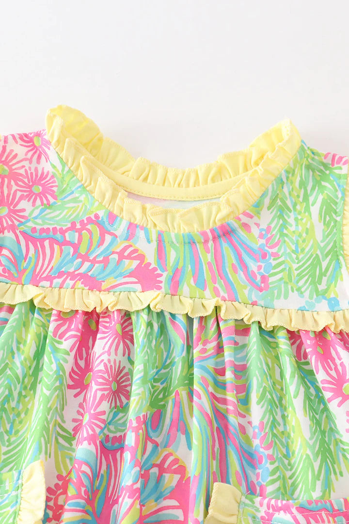 Yellow Ruffle Shorts Set