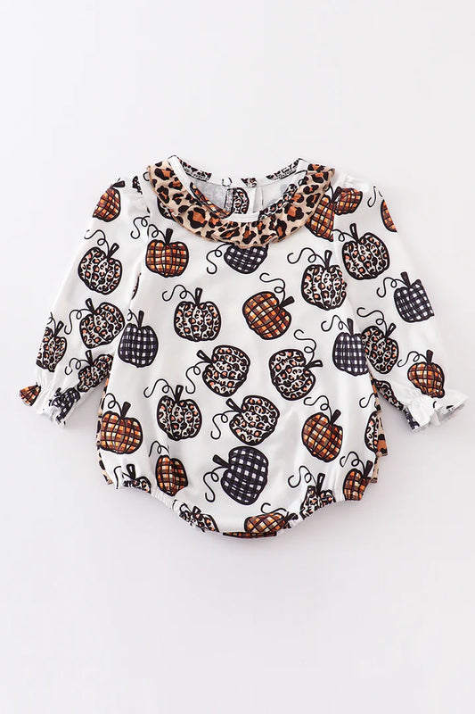 Leopard and Plaid Pumpkin Bubble Romper