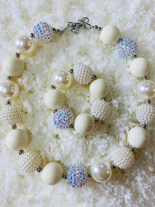 Cream Bubble Gum Bead Necklace and Bracelet (sold separately)