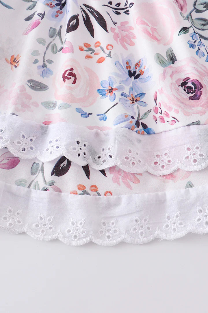 Blue Floral Ruffle Shorts Set