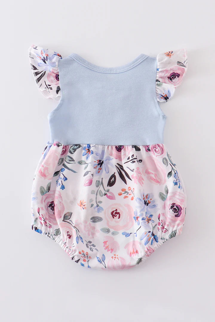 Blue Ruffle Buttons Baby Bubble Romper