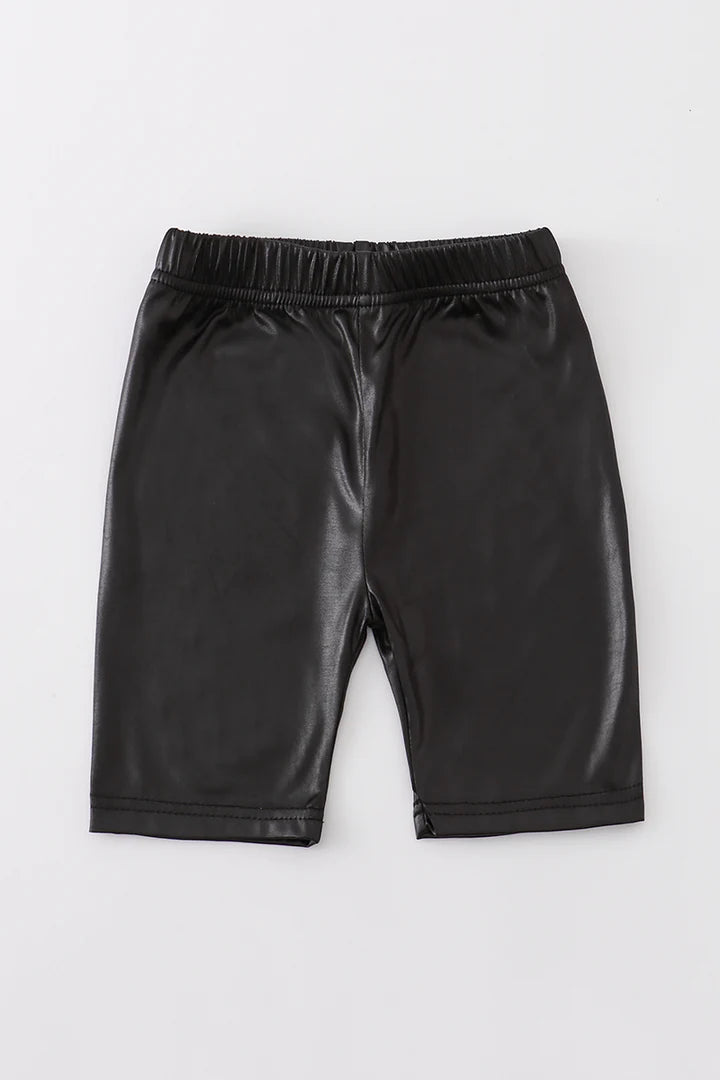 Black Metallic Biker Shorts