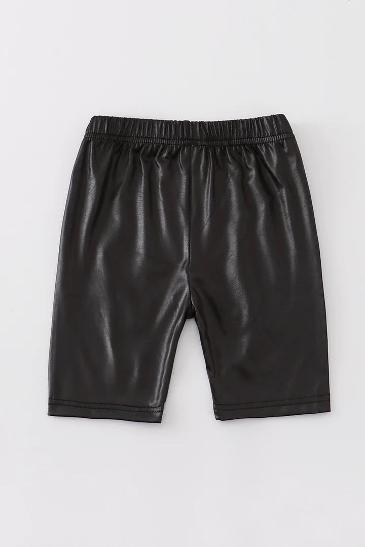 Black Metallic Biker Shorts