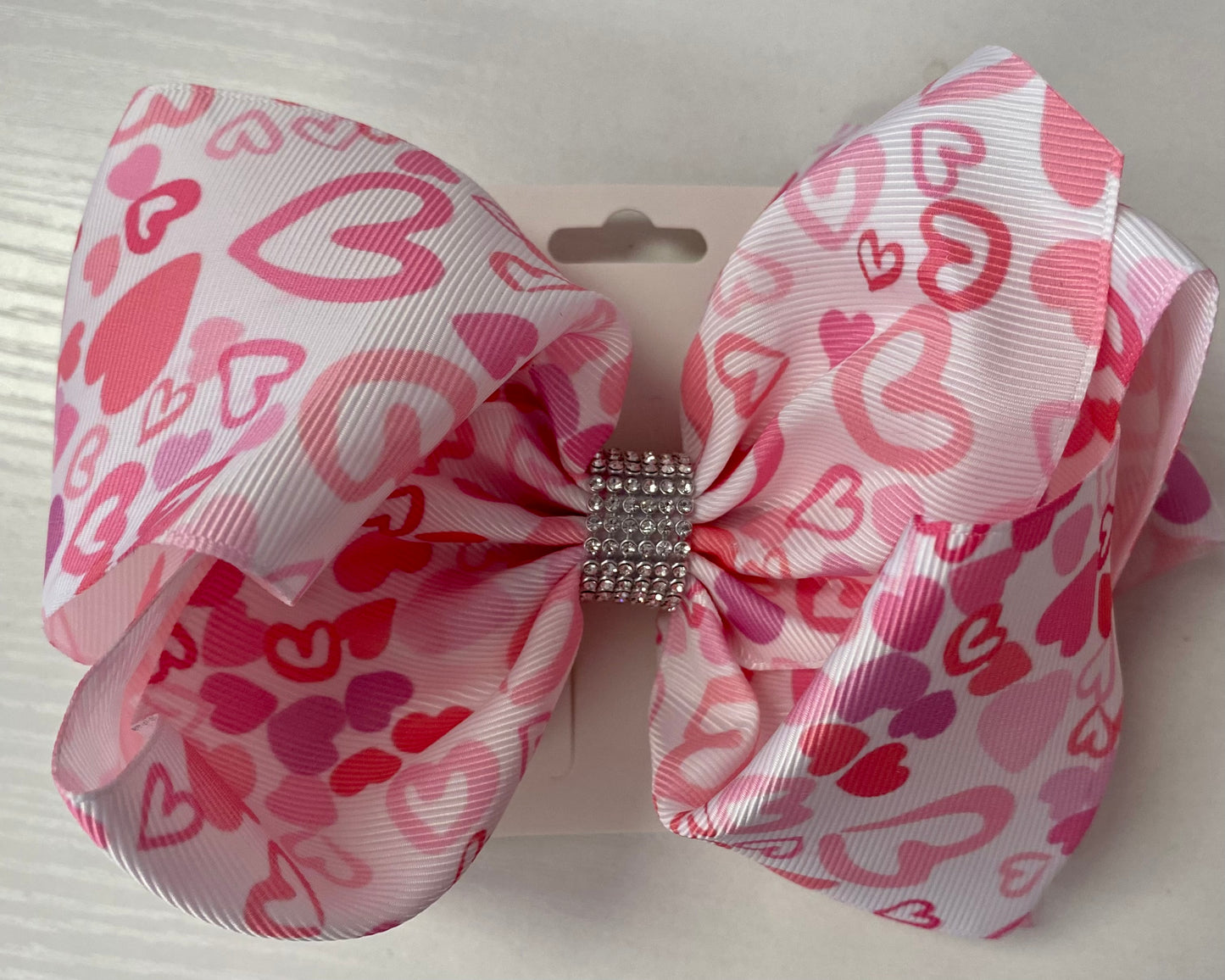 Pink Hearts Double Stacked Bow