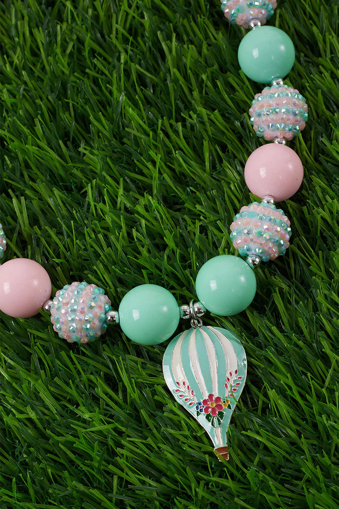 Pink and Aqua Hot Air Balloon Necklace