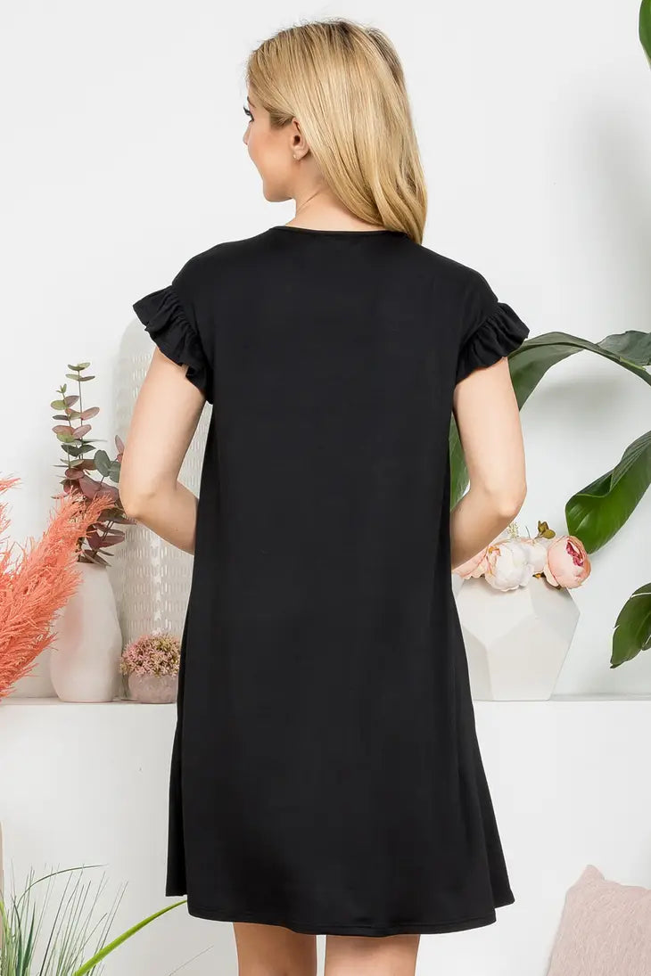 Mommy and Me Black Ruffle Dress- Women's