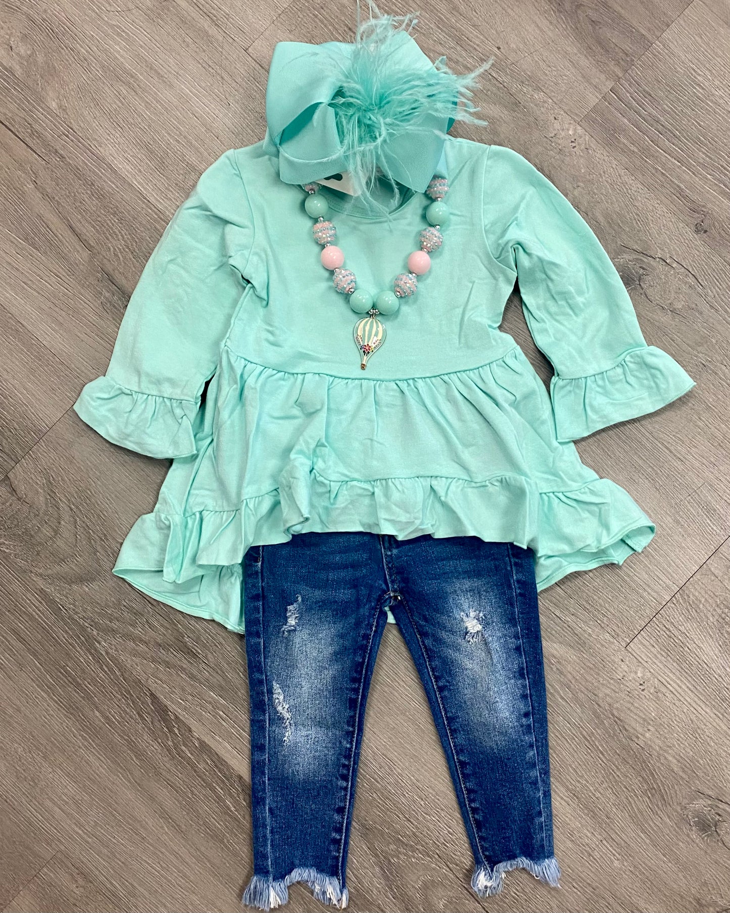 Light Teal Hi-Lo Tunic