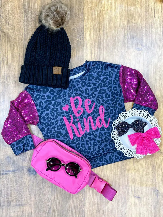 Be Kind Cheetah Print Long sleeve Shirt