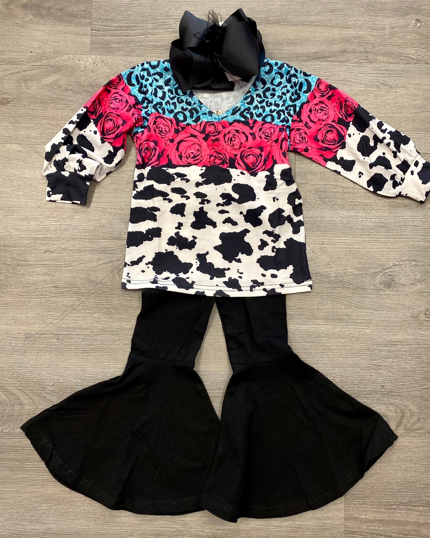 Pink and Turquoise Cow Print Shirt