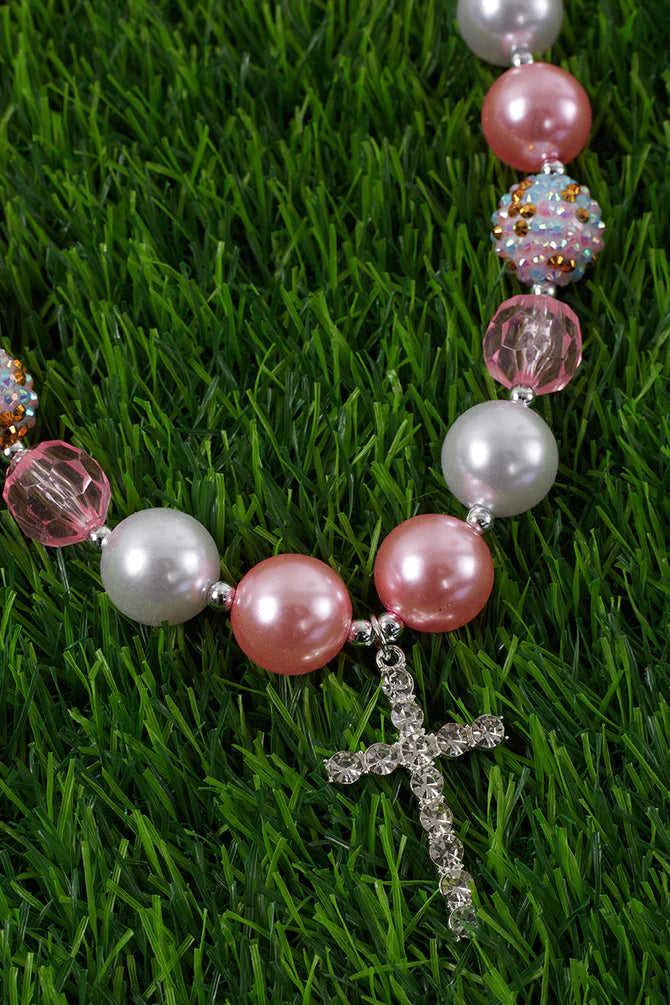 Cross Pendant Bubblegum Necklace
