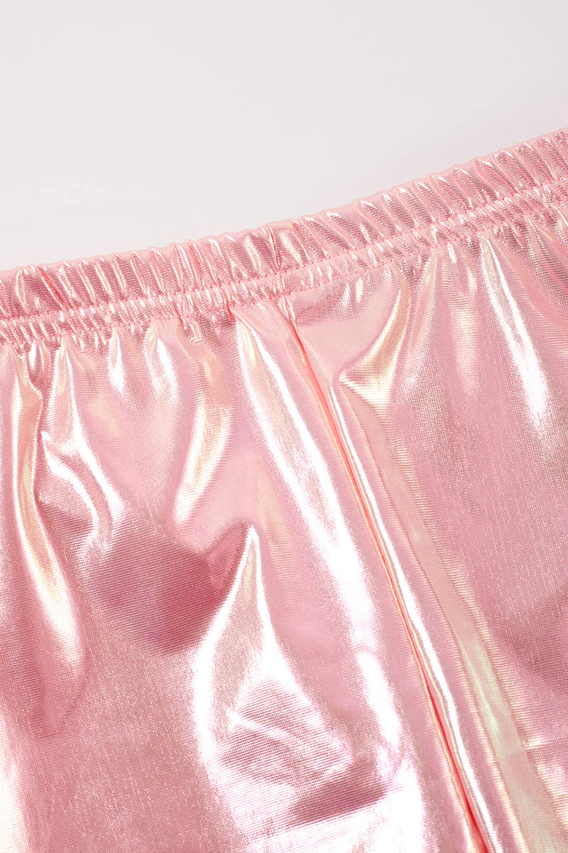 Metallic Pink Biker Shorts