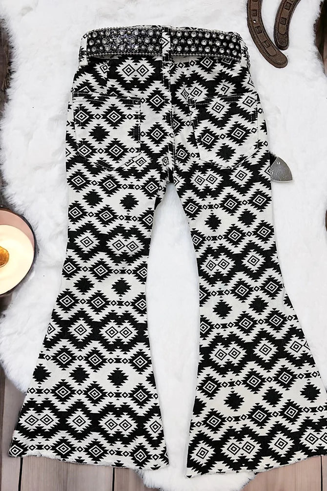 Black and White Aztec Print Bootcut Jeans