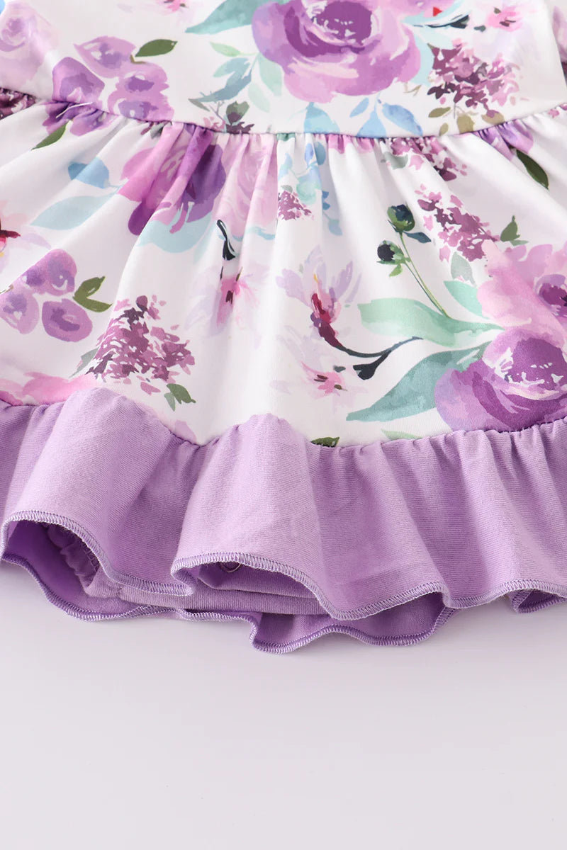 Purple Floral Romper Dress