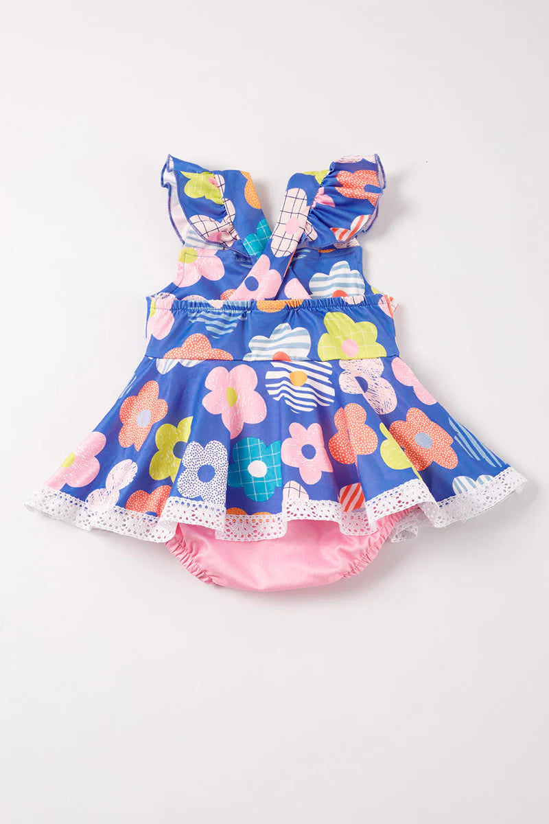 Bright Flowers Ruffle Romper