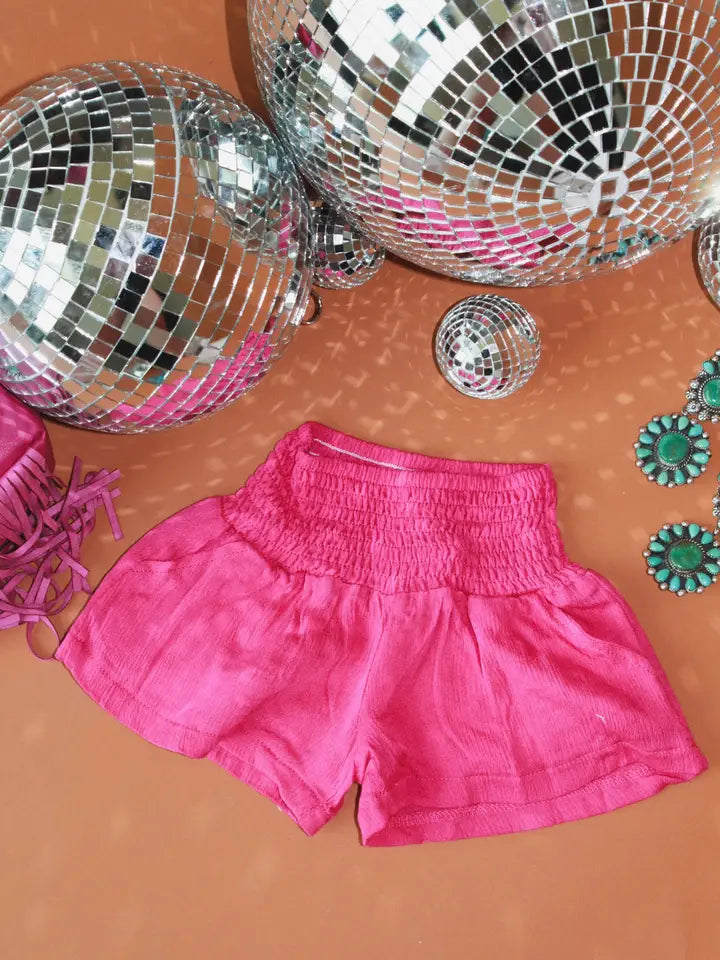 Fuchsia Elastic Waistband Shorts